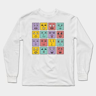 Square Funny Faces Long Sleeve T-Shirt